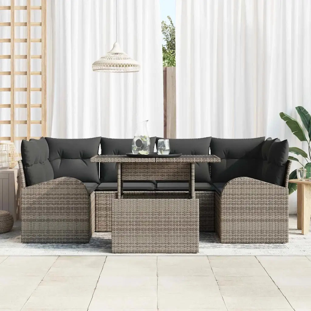 Set Divano da Giardino 7 pcs Grigio Rattan in Polipropilene 3357312