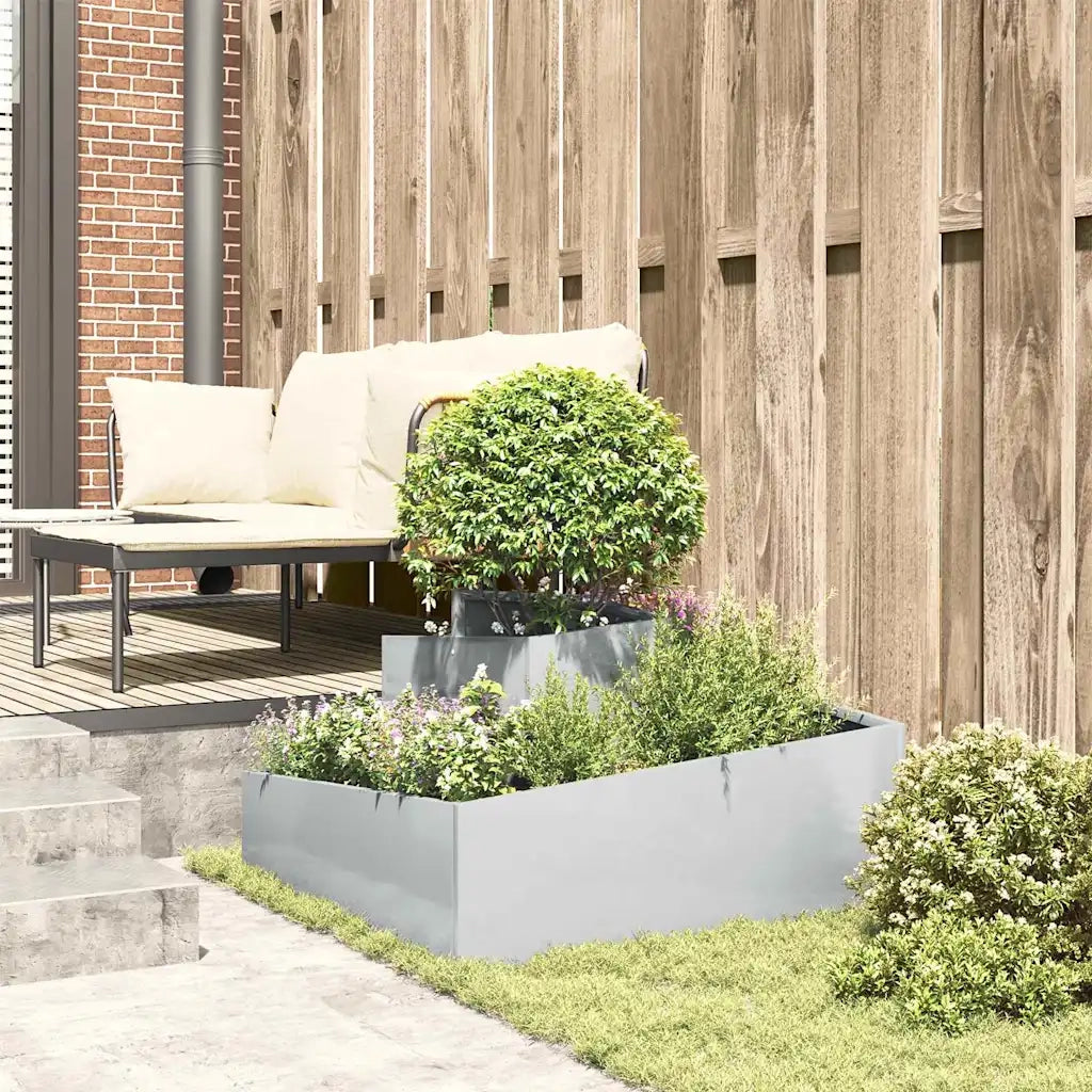 Fioriere | Cassetta per fiori | Vaso da giardino Argento 80 x 80 x 50 cm Acciaio zincato