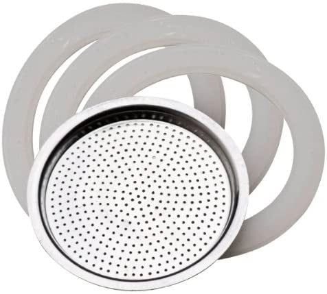 RICAMBI PER MOKA IN SET DA 3 PEZZI GUARNIZIONE E FILTRO PER MOKA DA 2 TAZZE