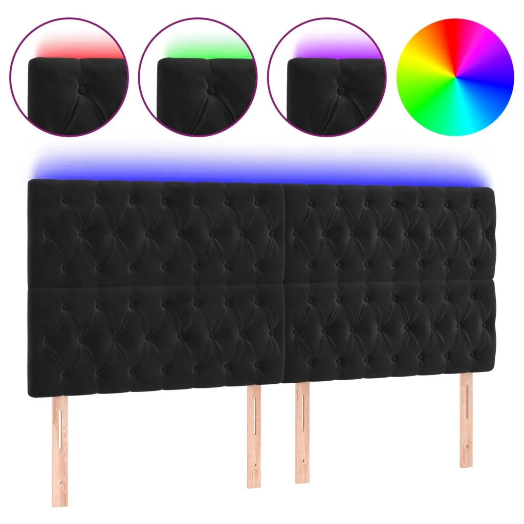 Testiera | Testata a LED Nera 200x7x118/128cm in Velluto
