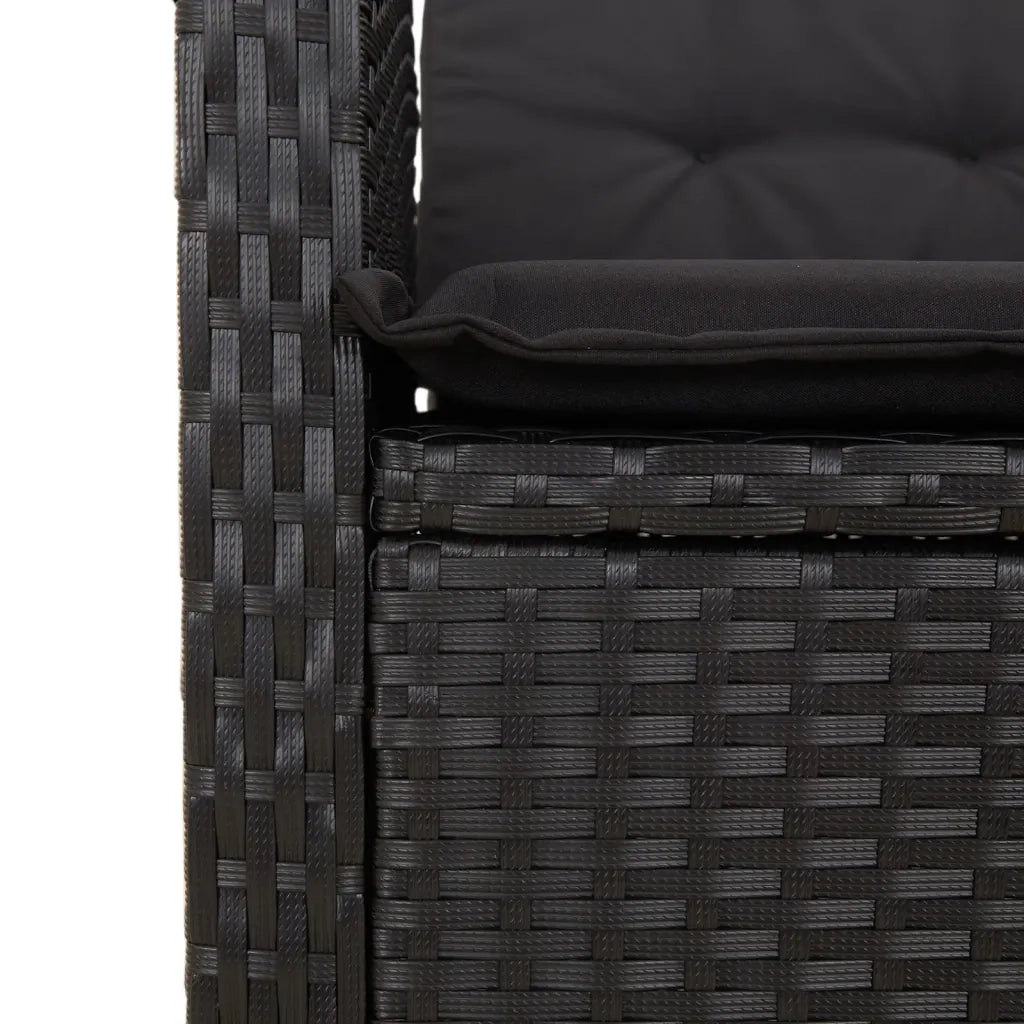 Set da Pranzo da Giardino 5 pz Nero con Cuscini in Polyrattan 3212314