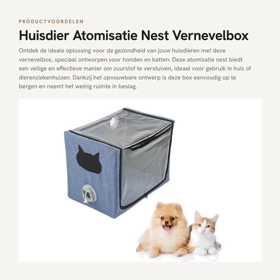 Camera d'aria per animali - Dispositivo pieghevole - Design portatile - Cintura di sicurezza - Materiale premium - Per cani/gatti - Apparecchio di nebulizzazione