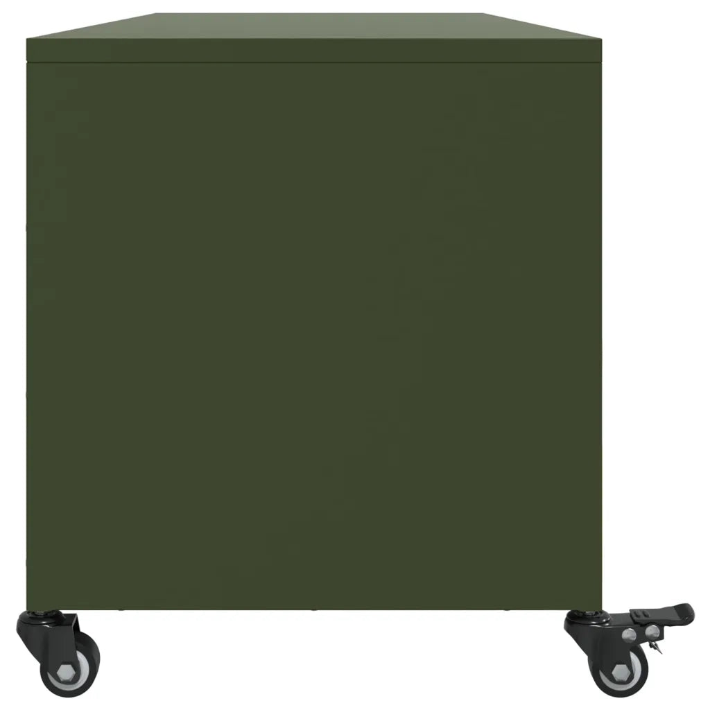 Mobile TV Verde Oliva 100,5x39x43,5cm Acciaio Laminato a Freddo