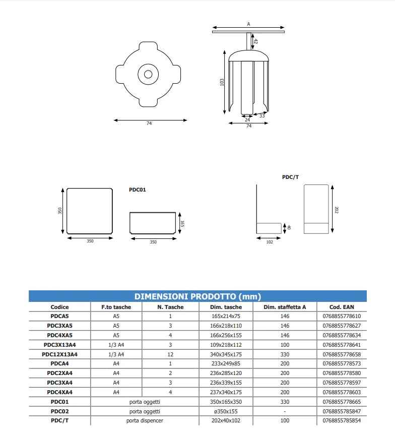 Porta Depliant Colonnine segnapercorso Tendinastro A5 - A5 Verticale 1 Tasca