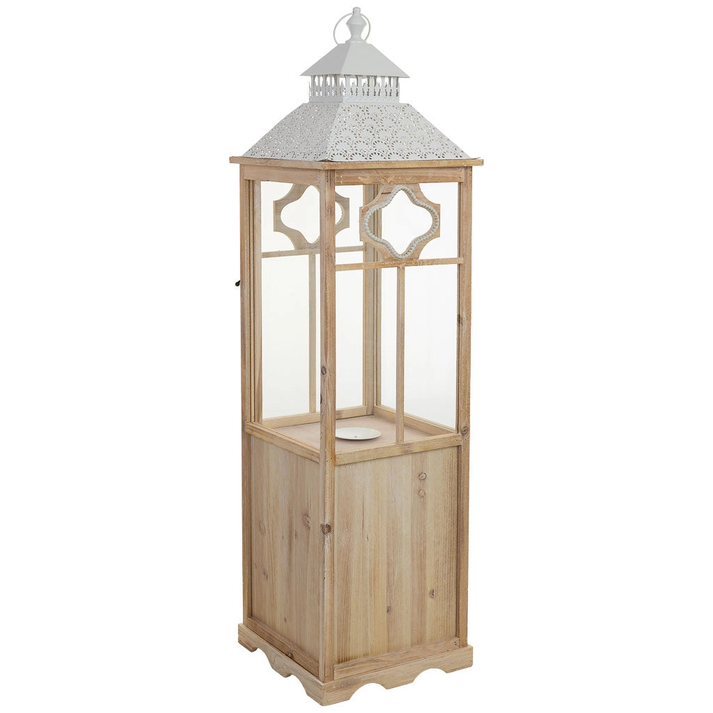 Lanterna in legno marrone 32,5x32,5x117h cm