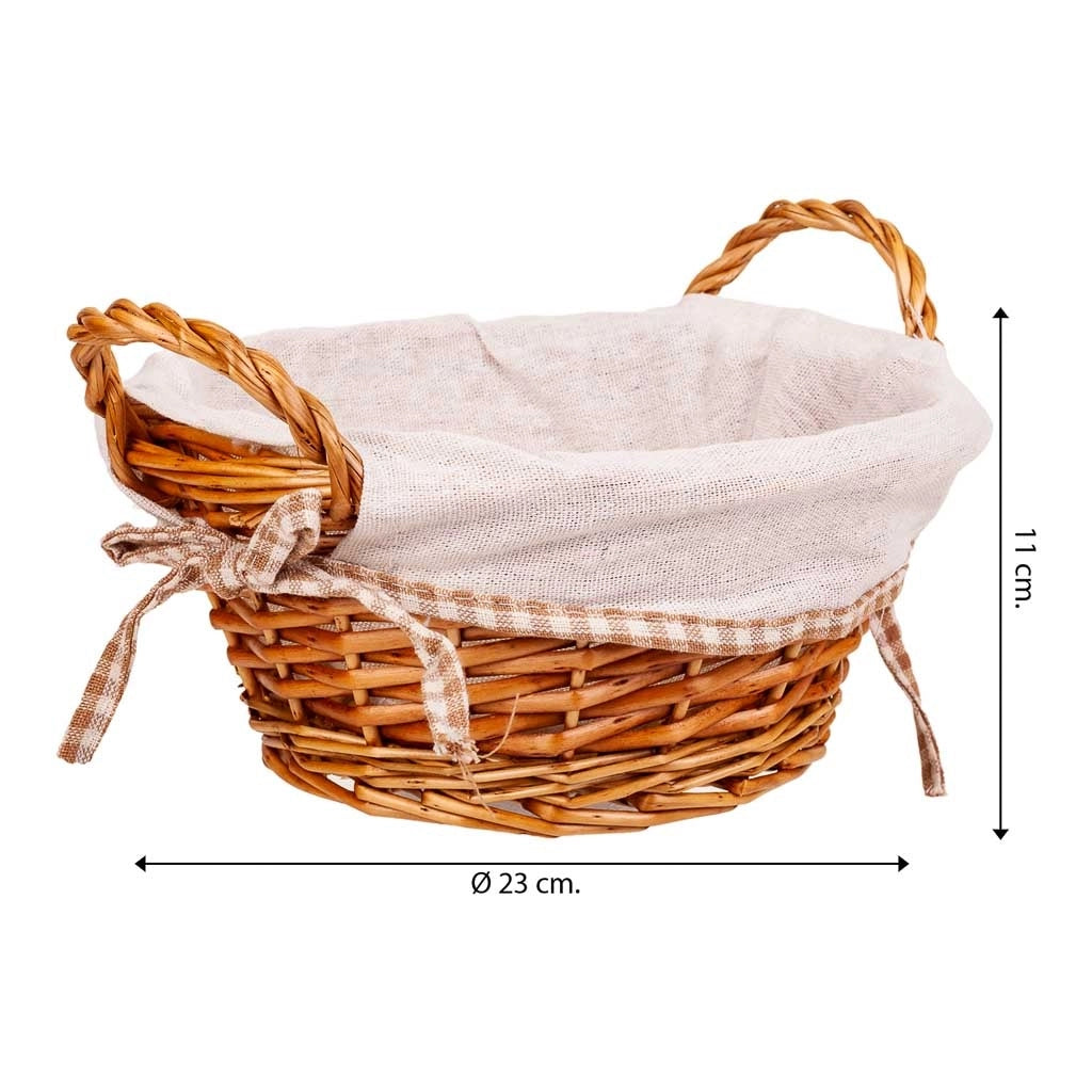Cestino porta pane in vimini foderato D23x11h cm