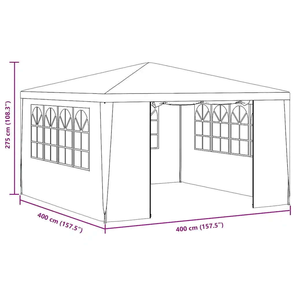 Gazebo | Pergolato Professionale con Pareti 4x4 m Antracite 90 g/m2