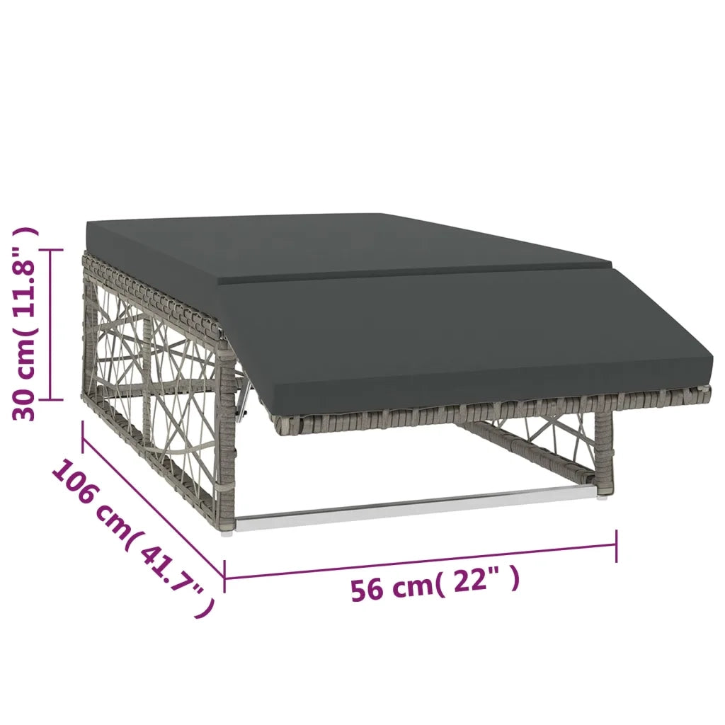 Set Divani da Giardino 2 pz con Cuscini in Polyrattan Grigio 46812