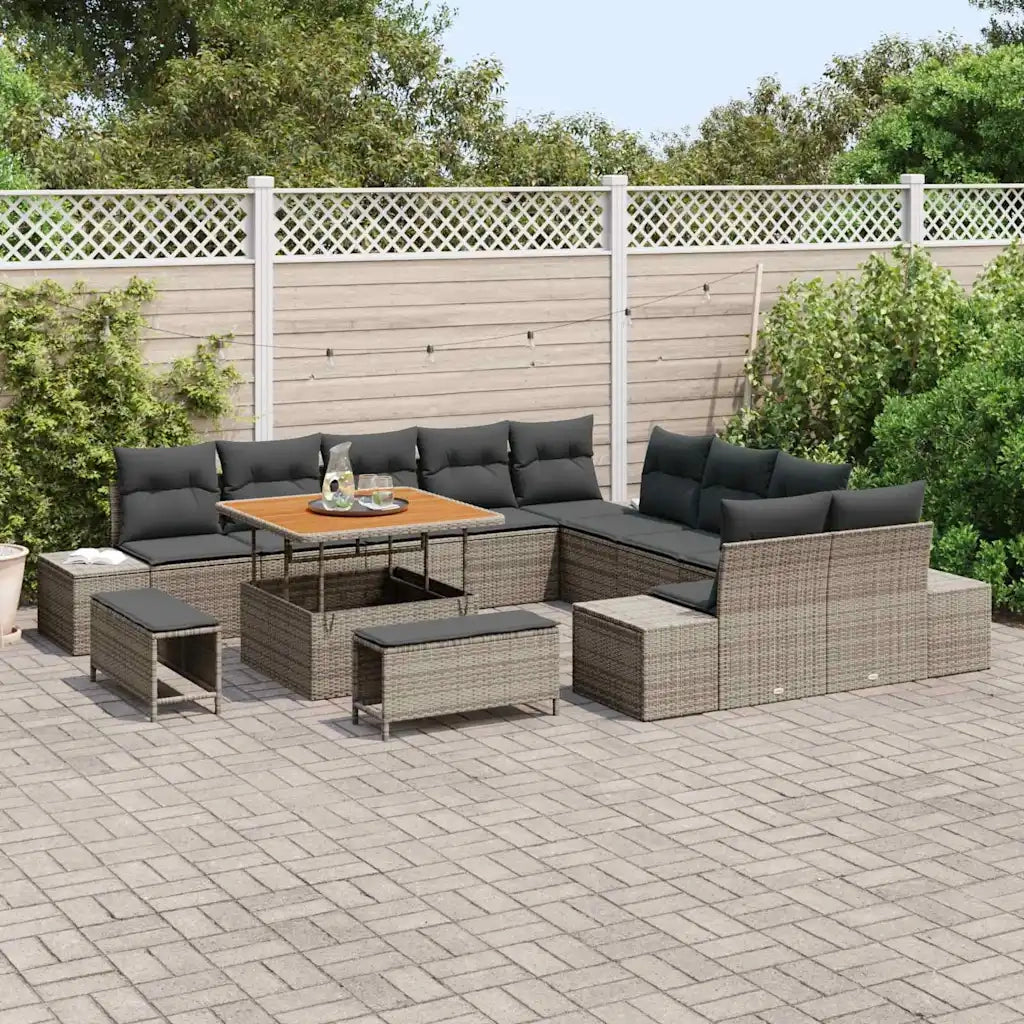 Set Divano da Giardino con cuscino 13 pcs Grigio polyrattan 3362838