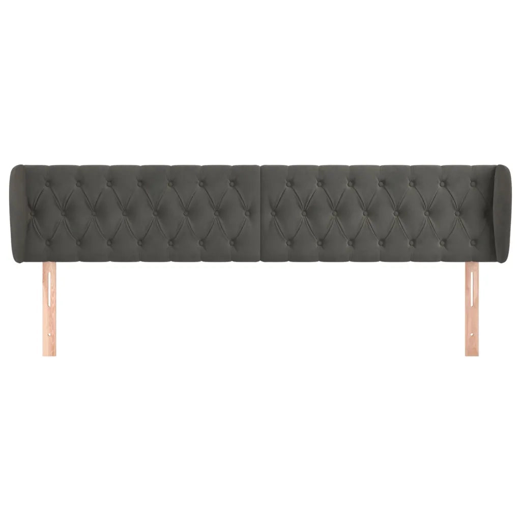 Testiera ad Orecchio-Testata con Orecchie Grigio Scuro 183x23x78/88 cm in Velluto 691048