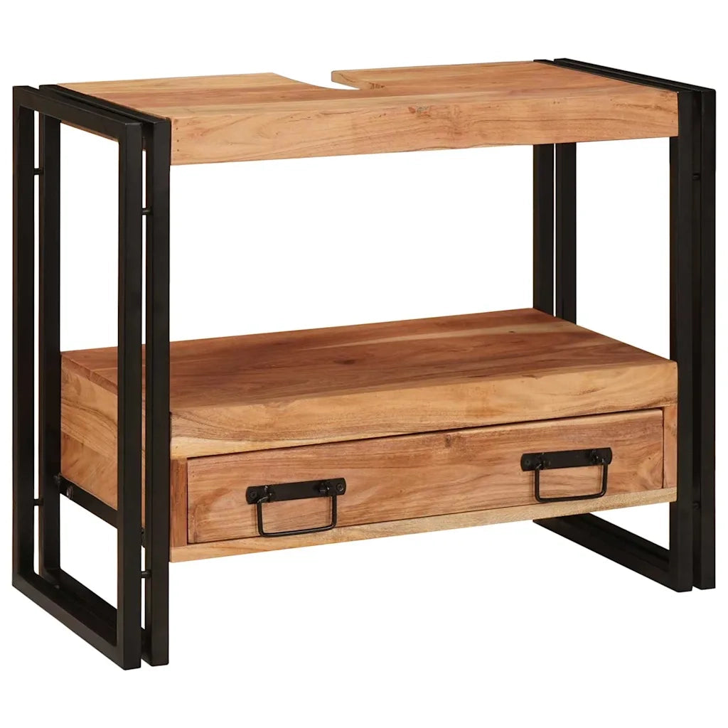 Mobile Sottolavabo-Armadietto da bagno Legno massello di acacia e ferro