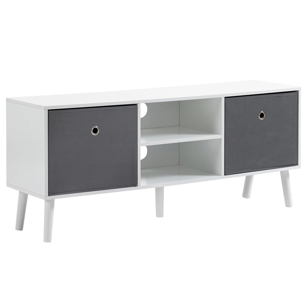 Mobile TV per televisori fino a 50' con 2 cassetti e ripiani aperti ¨C Zephmum ¨C 110x29x46,5 cm Bianco Grigio
