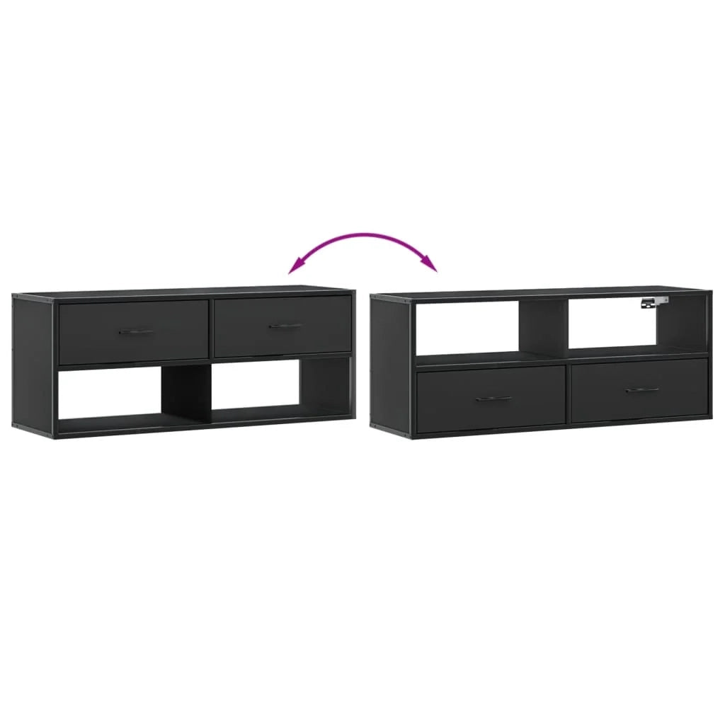 Mobile TV multimediale mensola TV credenza mobile TV sala da pranzo soggiorno camera da letto 100 x 31 x 39,5 cm legno ingegnerizzato e metallo nero 02_0025440