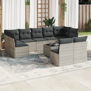 Set Divano Giardino 10 pz con Cuscini Grigio Chiaro Polyrattan 3250001