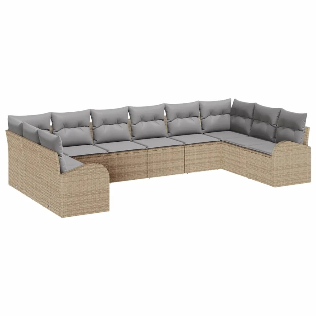 Set Divano da Giardino 10 pcs Beige e Grigio Chiaro polyrattan 3354889