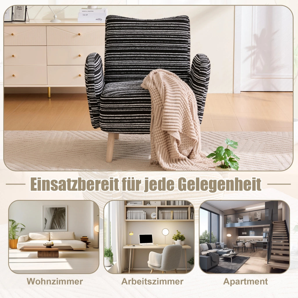 POLTRONA moderna 77x81x87 cm in bouclé nero