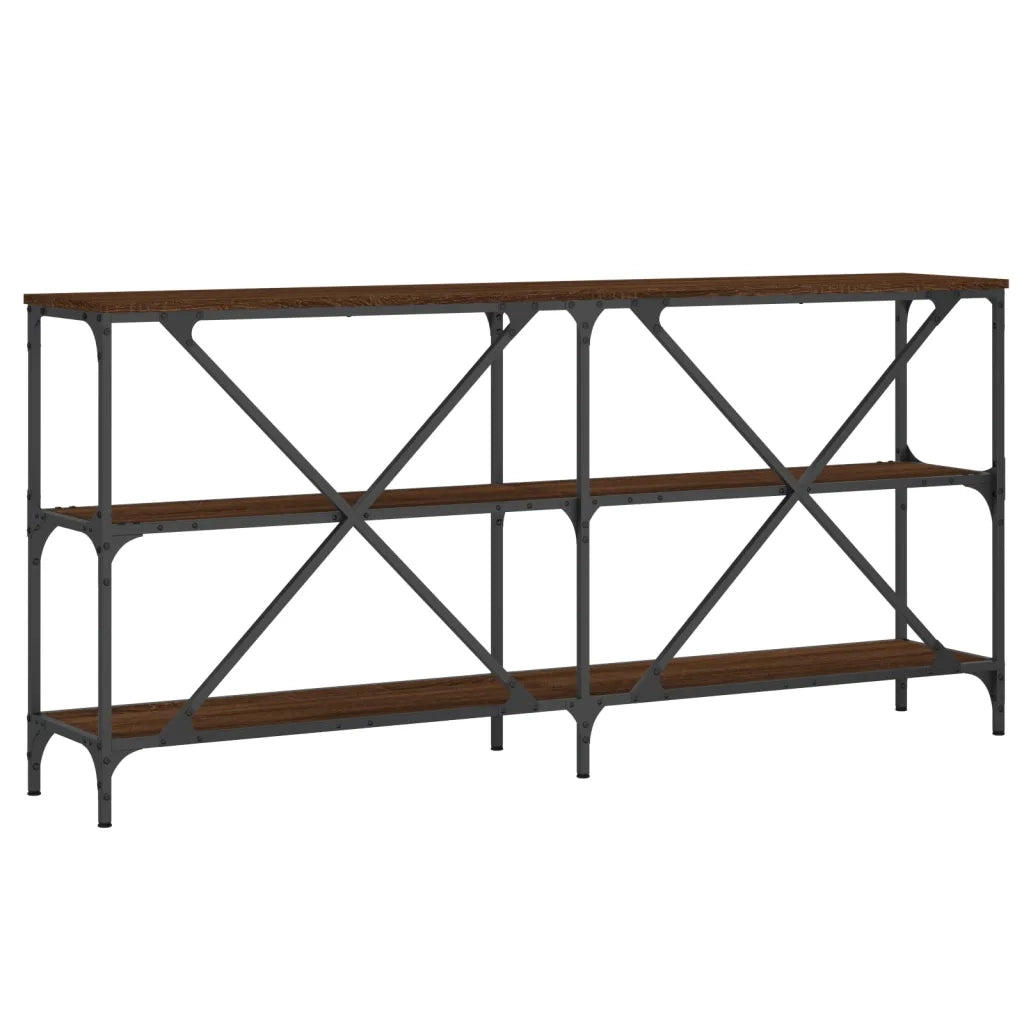 Tavolo Consolle | Tavolo d'Ingresso Rovere Marrone 160x30x75 cm Multistrato e Ferro