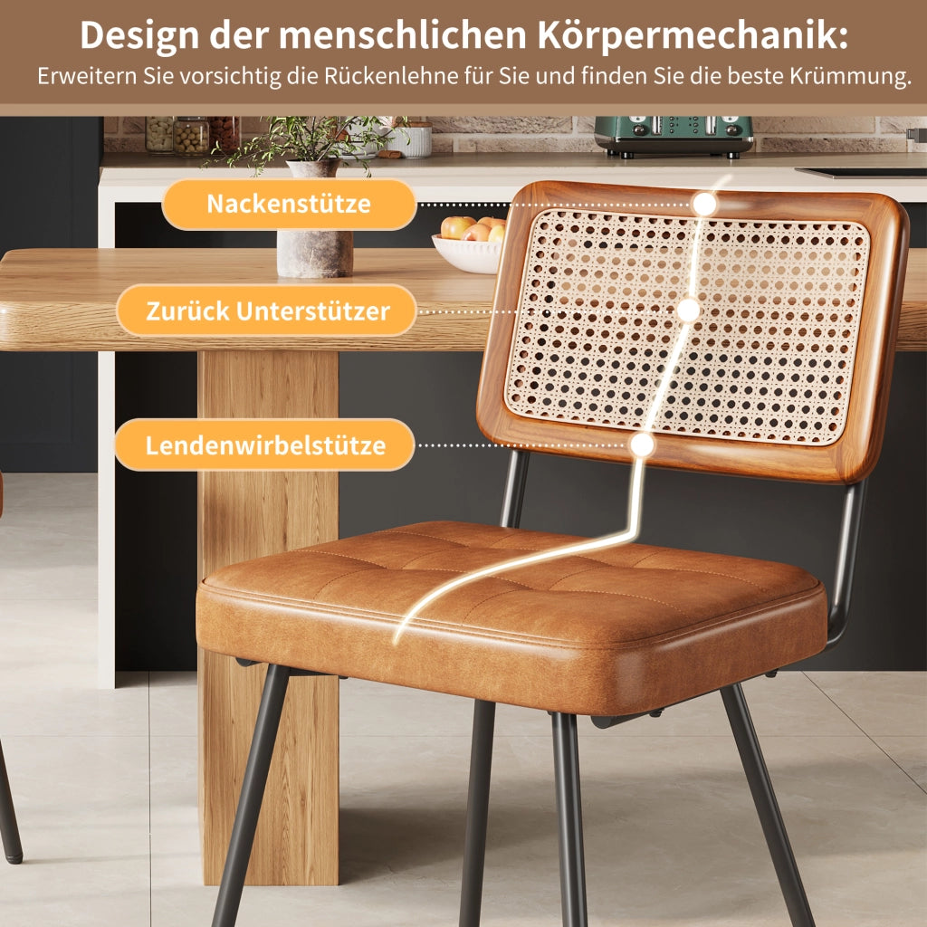 SEDIA da pranzo 61x46x79 cm in PU e metallo marrone