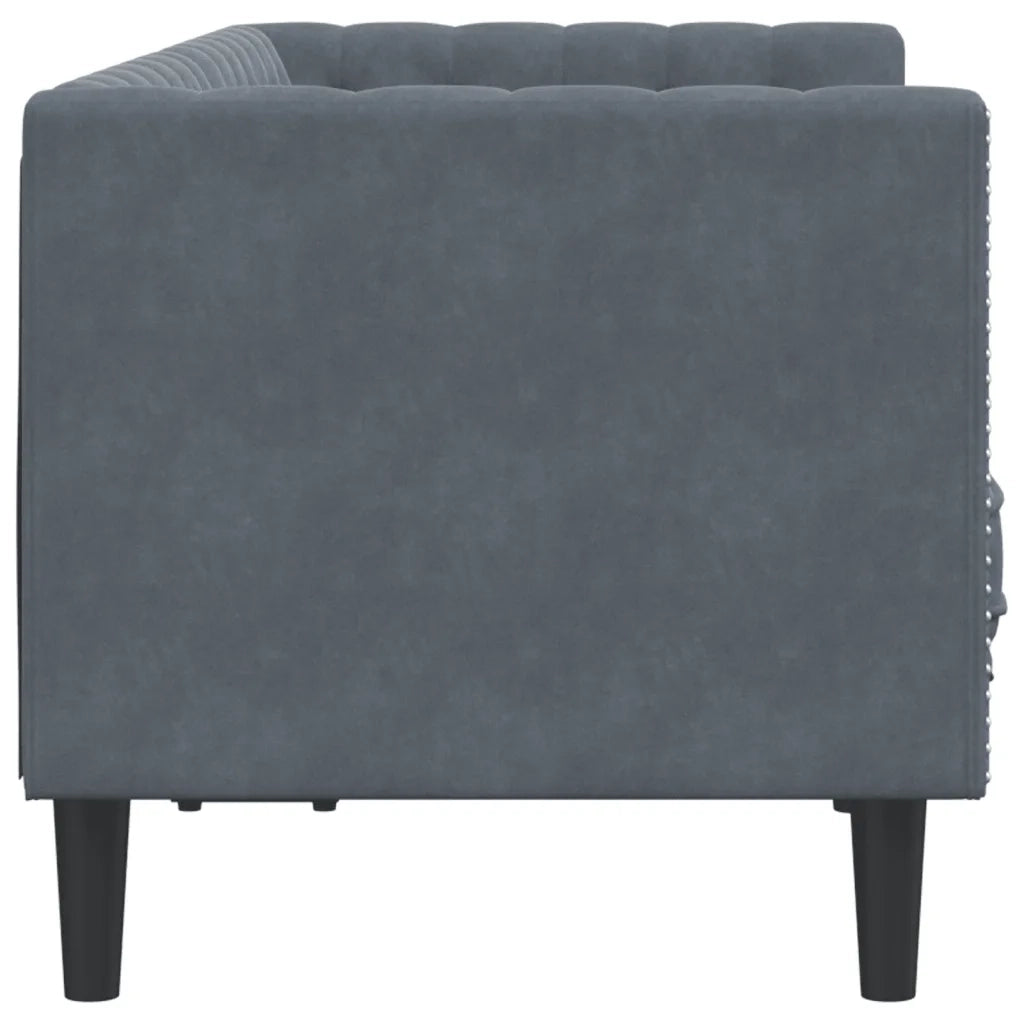 Divano Chesterfield con Rinforzi 2 Posti-Sofa 2 Posti-Divanetto Grigio Scuro Velluto