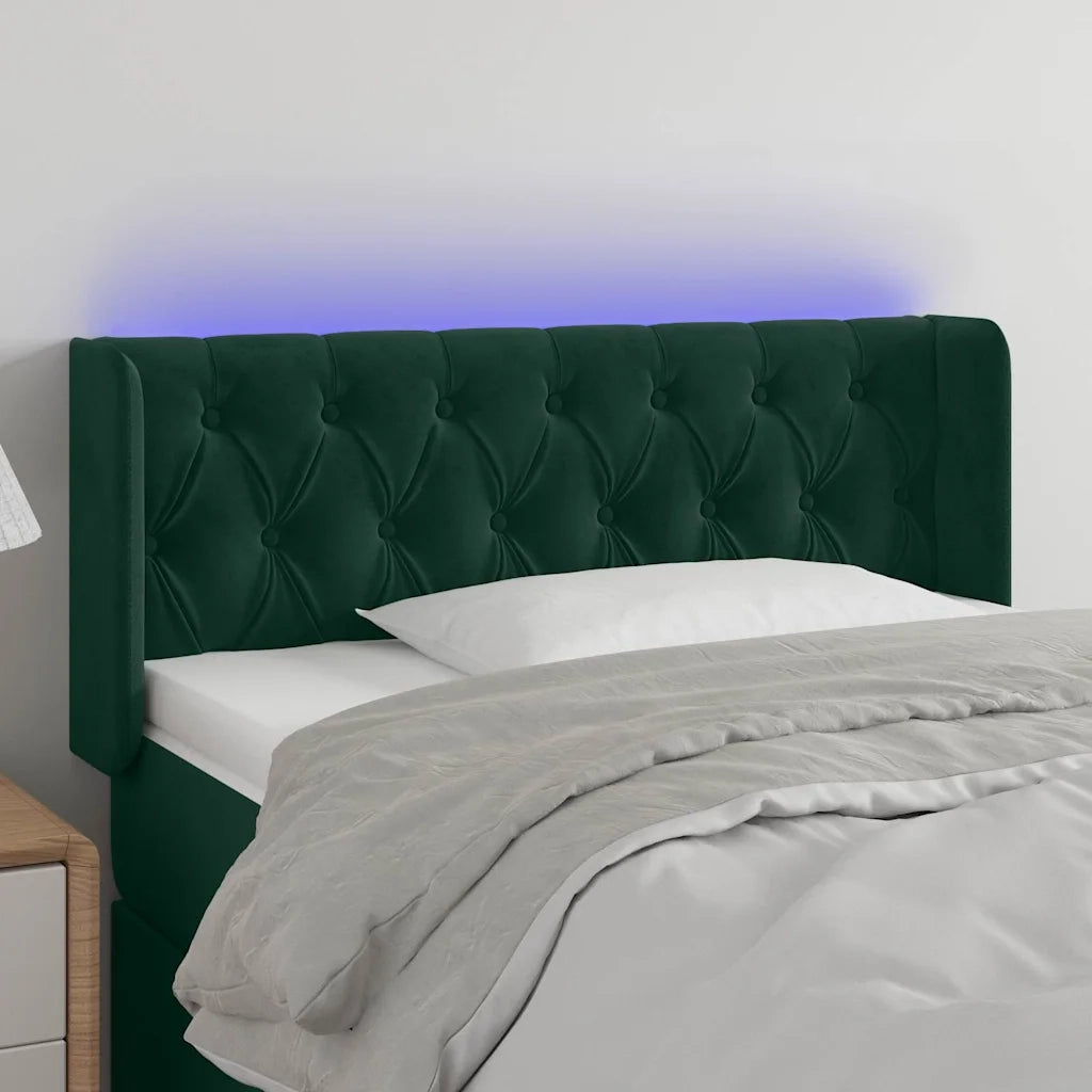 Testiera | Testata a LED Verde Scuro 103x16x78/88 cm in Velluto