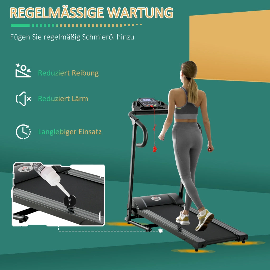 Tapis Roulant Elettrico Pieghevole ¨C Xylo ¨C LCD Display, 0,8-10 km/h, 500W, 123x62x117cm, Nero