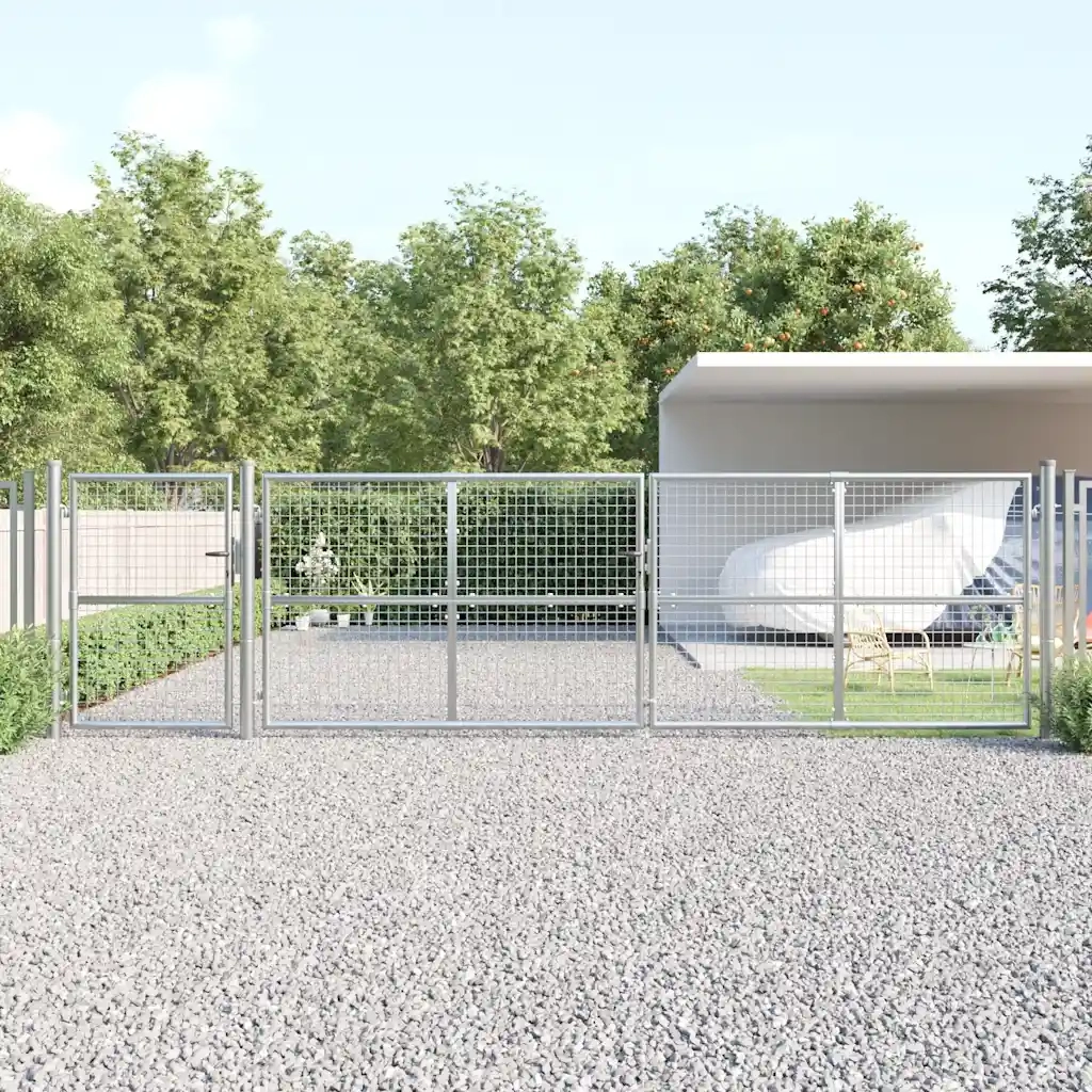 Cancello da Giardino in Rete Argento 500x125 cm in Acciaio Zincato 154558