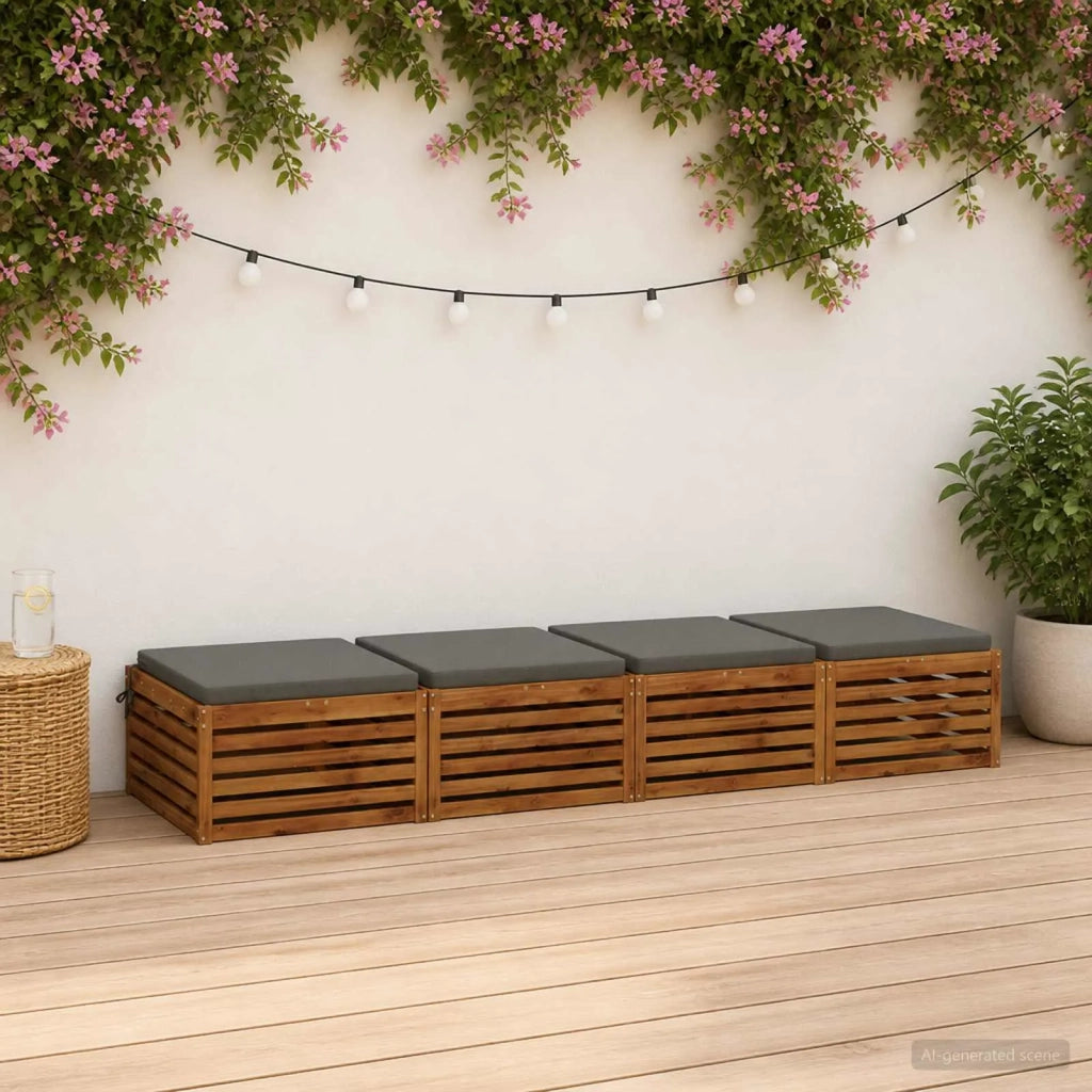 Cuscini per Sedia in 4 Pezzi SOEST 4 pz 100% Poliestere Grigio 945012