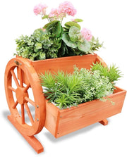 Bloembak con ruote per carrello - Vaso decorativo per fiori - 44 x 42 x 40 cm - Legno massello - Adatto per giardino e ingresso - Accessorio per giardino