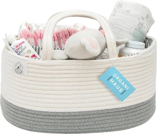 Organizzatore per pannolini per neonati in grigio e bianco | Organizzatore per pannolini e articoli da bagno per neonati | Organizzatore per articoli da bagno per neonati | Organizzatore per articoli da bagno e organizzatore per neonati
