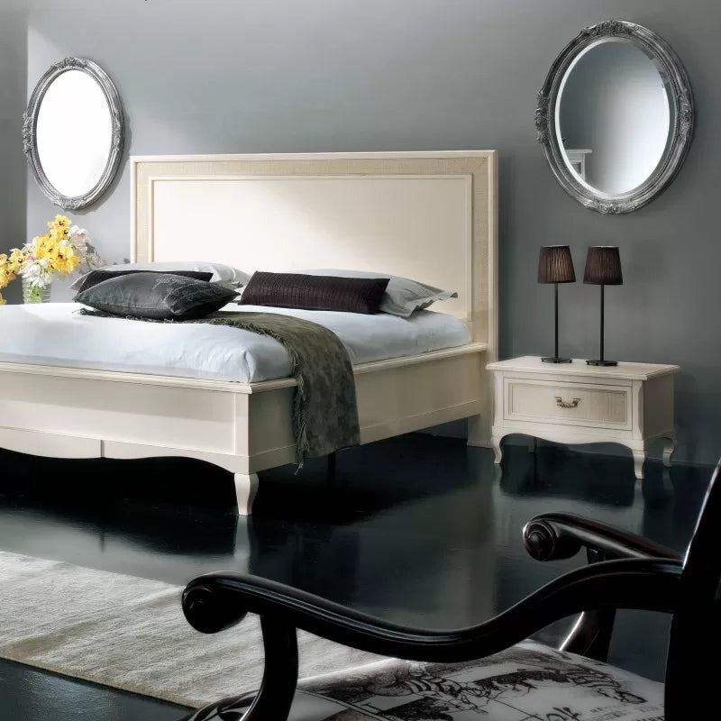 Comodino 1 cassetto paglia di vienna legno shabby 62x43x41 - Mobili 2G