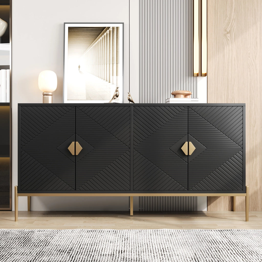 SIDEBOARD 162 x 40 x 80 cm Nero in MDF e pannello truciolare