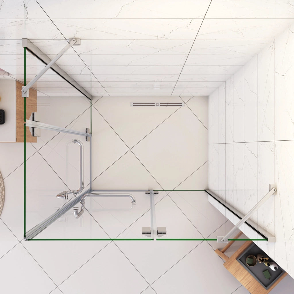 120x120x190 cm Box Doccia Angolare Porte Battenti in Vetro 8 mm Temperato Trasparente Anticalcare Ante con Barre Stabilizzatrici
