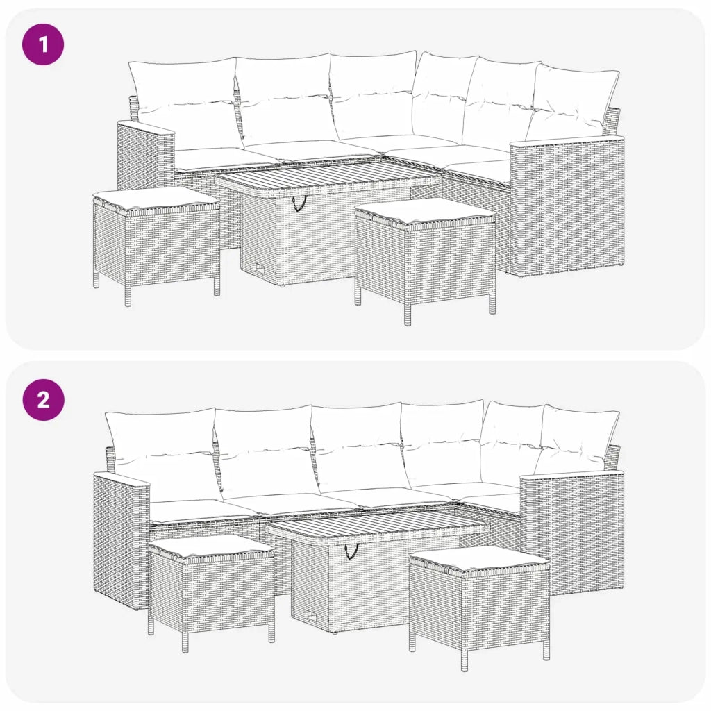 Set Divano da Giardino 8 pcs Beige polyrattan 3362916