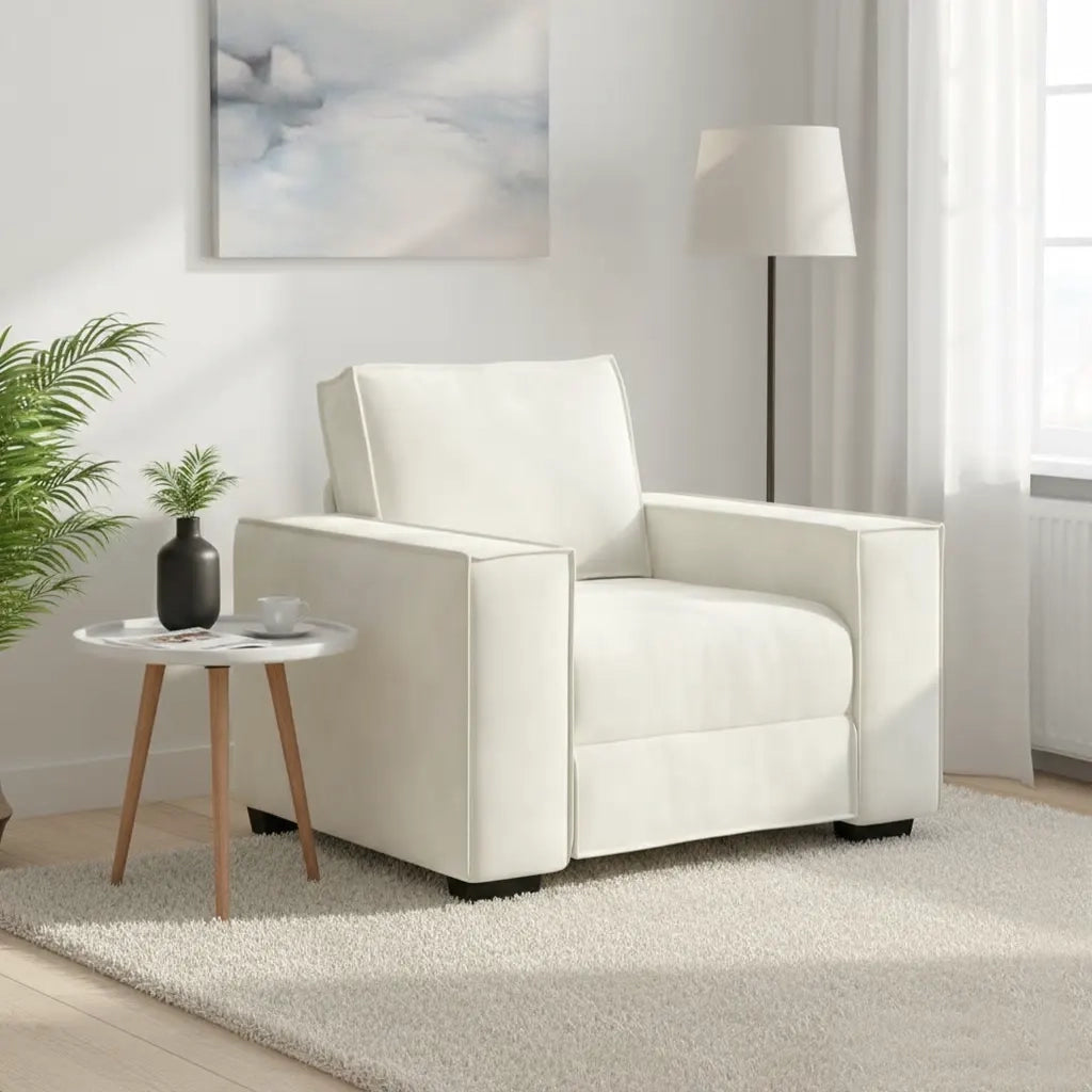 Divano Sedia Crema 100x78x84 cm Velluto 4105008