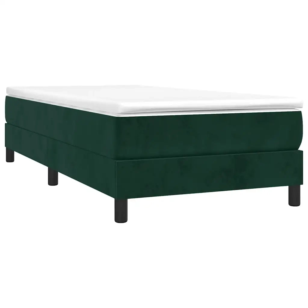 Letto singolo | Letto per adulti | Giroletto a Molle con Materasso Verde Scuro 80x200 cm Velluto