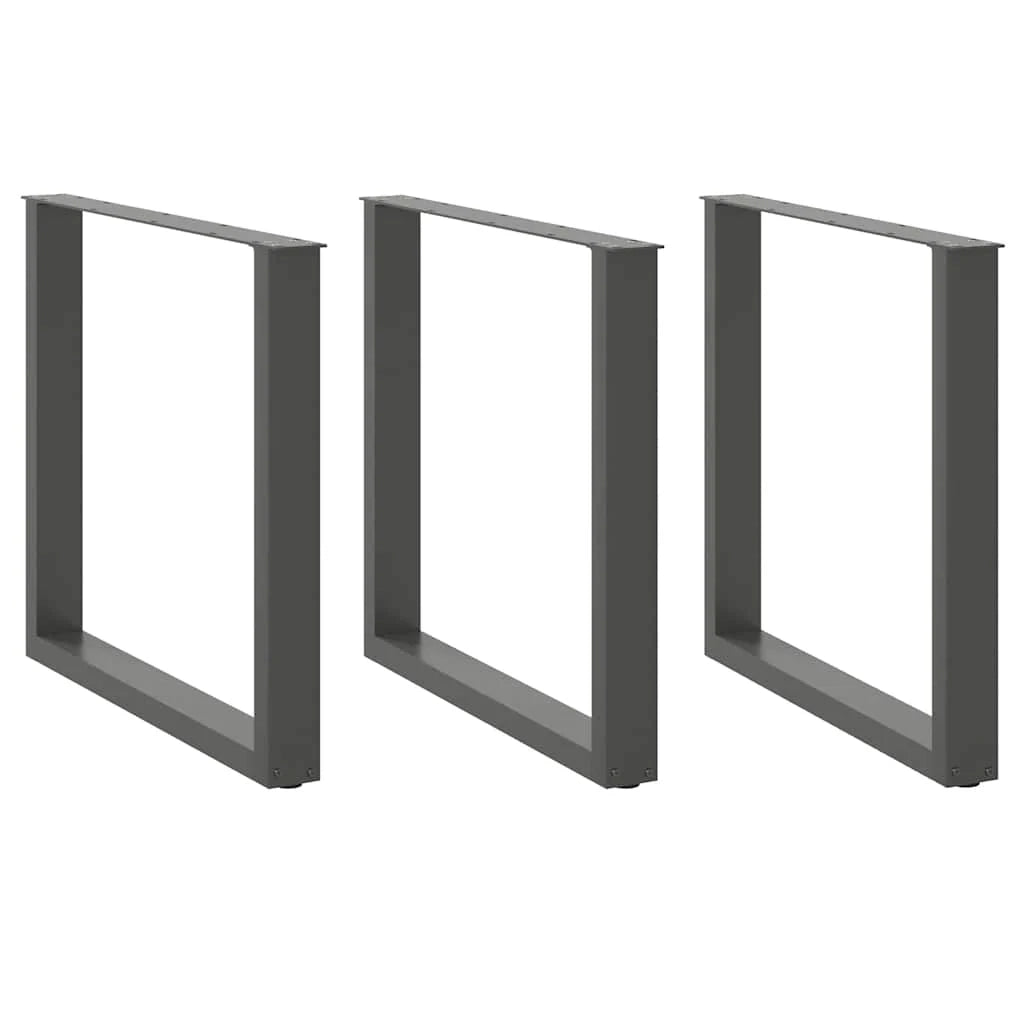 Set di 3 gambe per tavolo da pranzo a forma di U 90 x 72 cm con piedini regolabili design moderno acciaio antracite 02_0057450