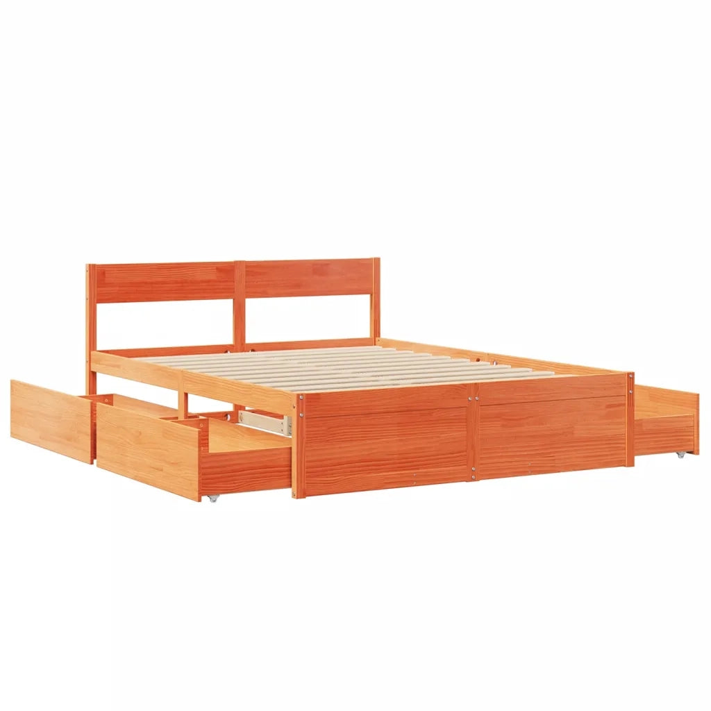 Letto senza Materasso-Struttura Letto Marrone Cera 160x200 cm in Legno di Pino 446590