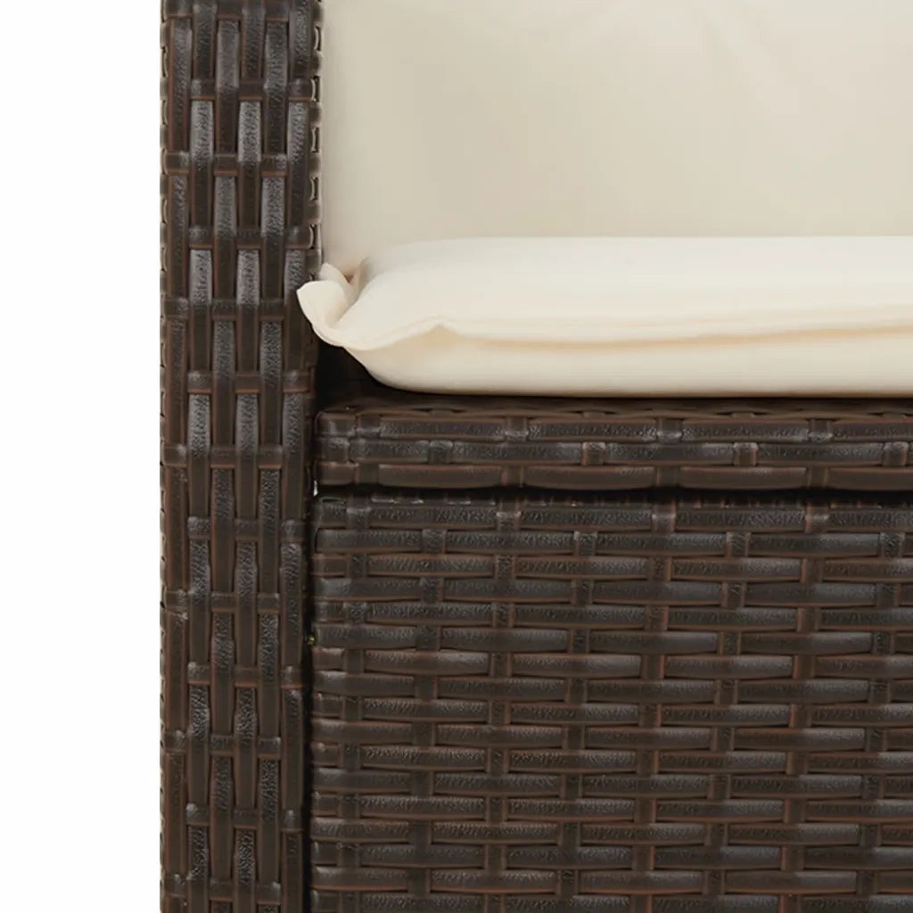 Sedia Reclinabile da Giardino con Cuscini Marrone in Polyrattan 365162