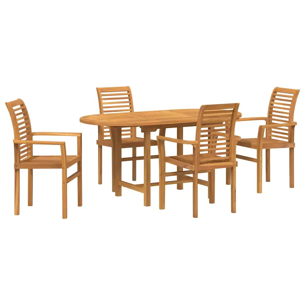 Set da Pranzo per Giardino 5 pcs Marrone Legno di teak solido