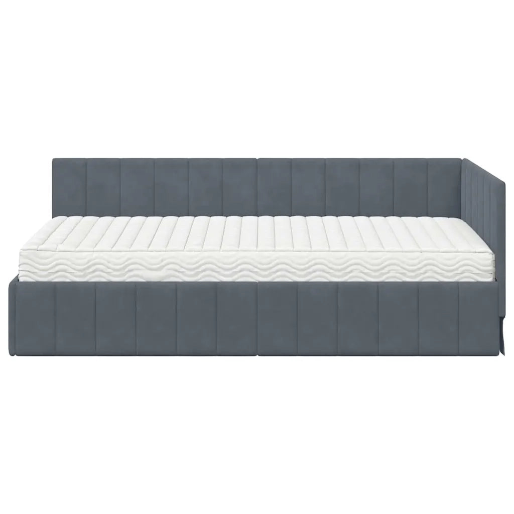 Struttura Letto Angolare con Materasso 2 pcs Grigio Velluto