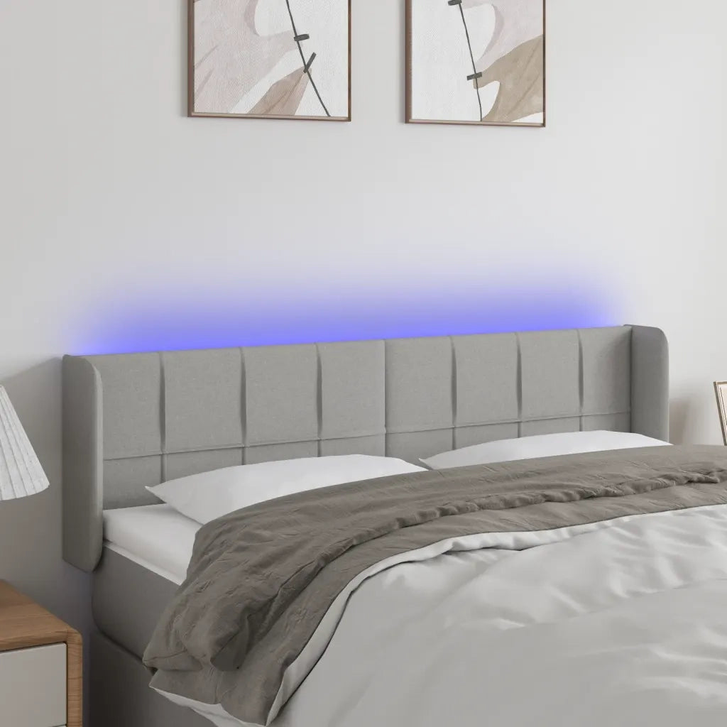 Testiera | Testata Grigio Chiaro a LED 147x16x78/88 cm in Tessuto