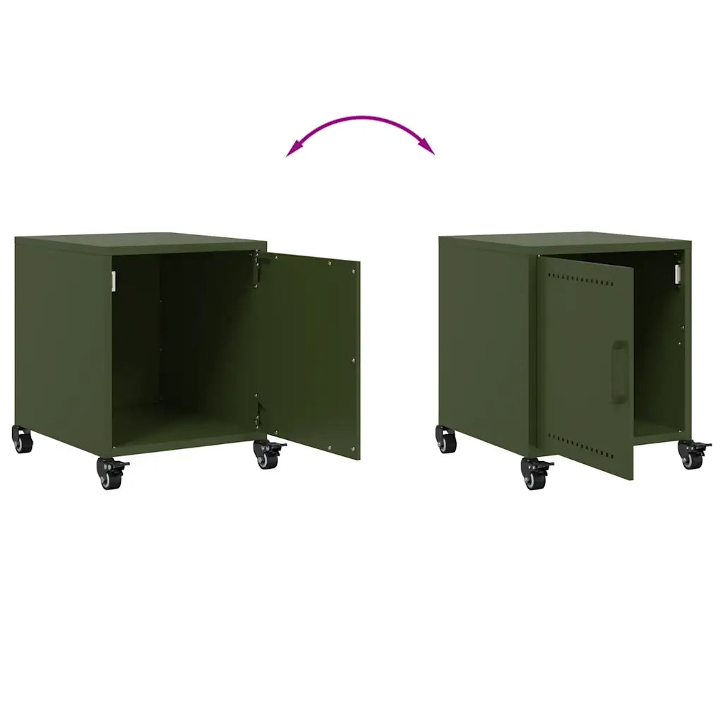 Comodini 2 pz-Set di 2 Tavolino da notte Verde Oliva 36x39x43,5 cm in Acciaio 324375