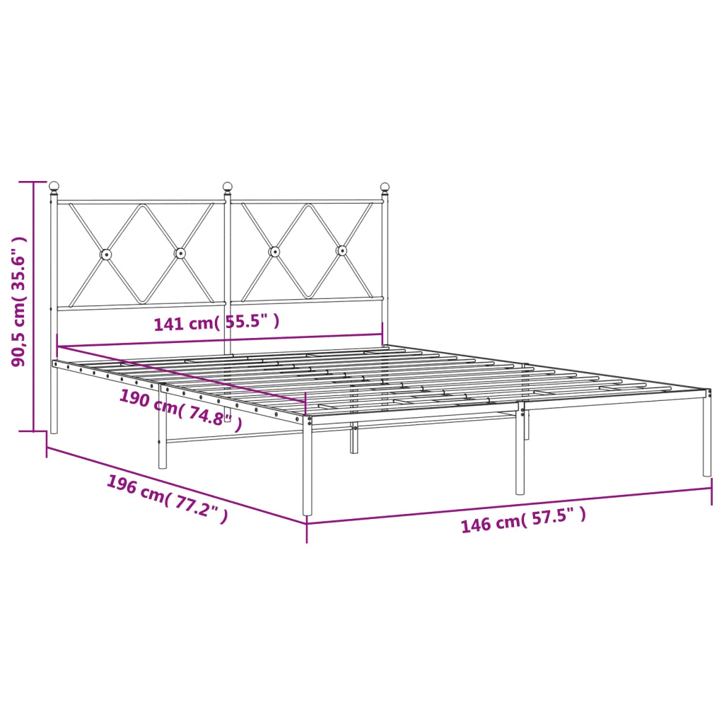 Giroletto con Testiera-Struttura Letto con testiera in Metallo Nero 140x190 cm 904358