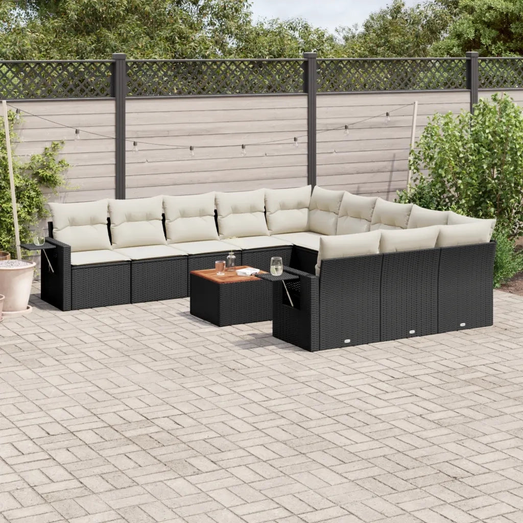 Set Divani da Giardino 12 pz con Cuscini Nero in Polyrattan 3257120