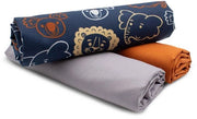 Set di tessuto in cotone 1,5m design + 2x selezione di tessuto a colori coordinati 100% cotone (Safari Animals Navy Set47)