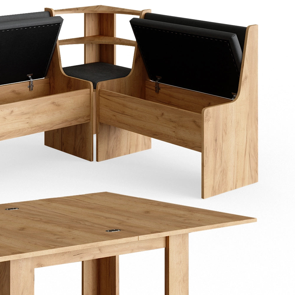 Vicco Gruppo panca ad angolo Quercia dorata 136.6 x 60 cm con tavolo