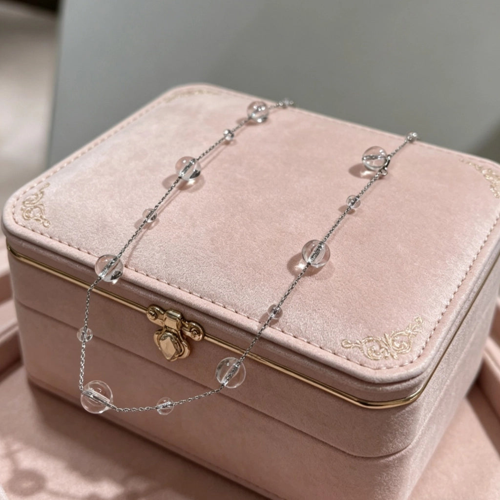 Collana da donna con cristalli bianchi e design a cielo stellato, dal design minimalista e unico, catena per clavicola, stile leggero, lussuoso e raffinato, girocollo, catena per maglione.