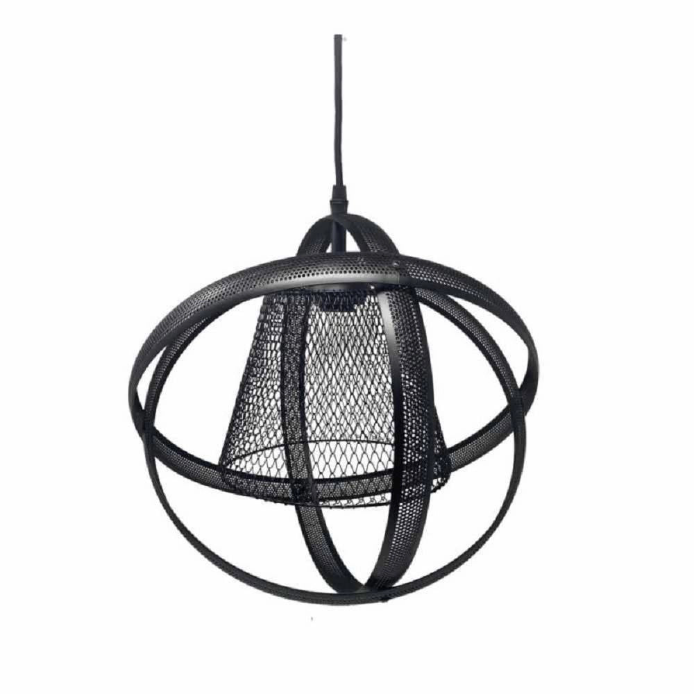 Trade Shop - Lampadario Soffitto Con Paralume 3 Anelli Metallo Traforato Nero Attacco E27 A62 -