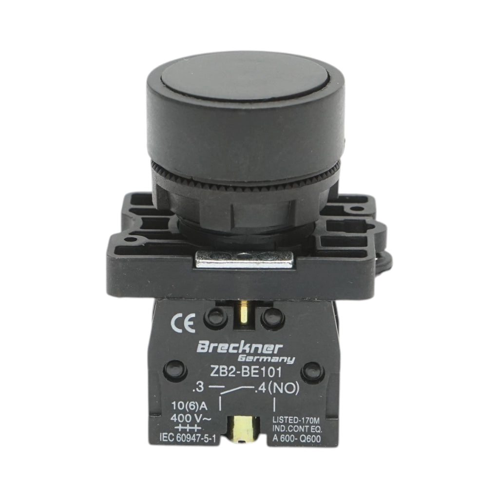 Pulsante con ritorno, nero, 1NO+1NC, 400V/10A LAY5 Breckner Germany