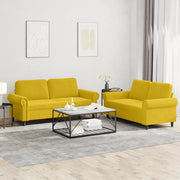 Set di Divani 2 pz con Cuscini giallo in Velluto